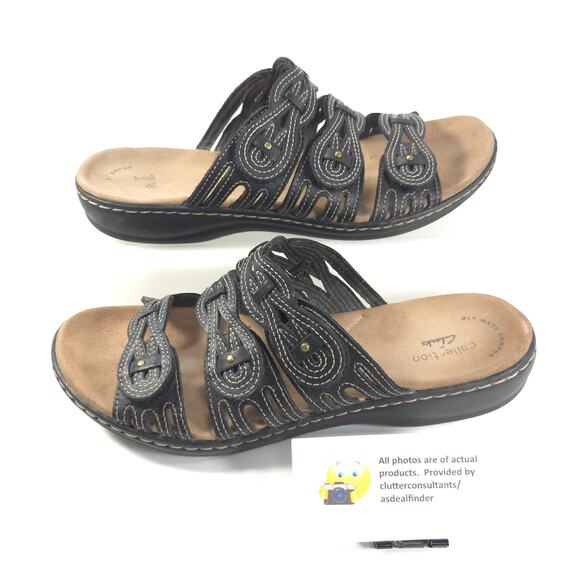 Collection by Clarks Leather Open Toe Sandal Womens Size 8.5 22545 Black - Picture 5 of 9